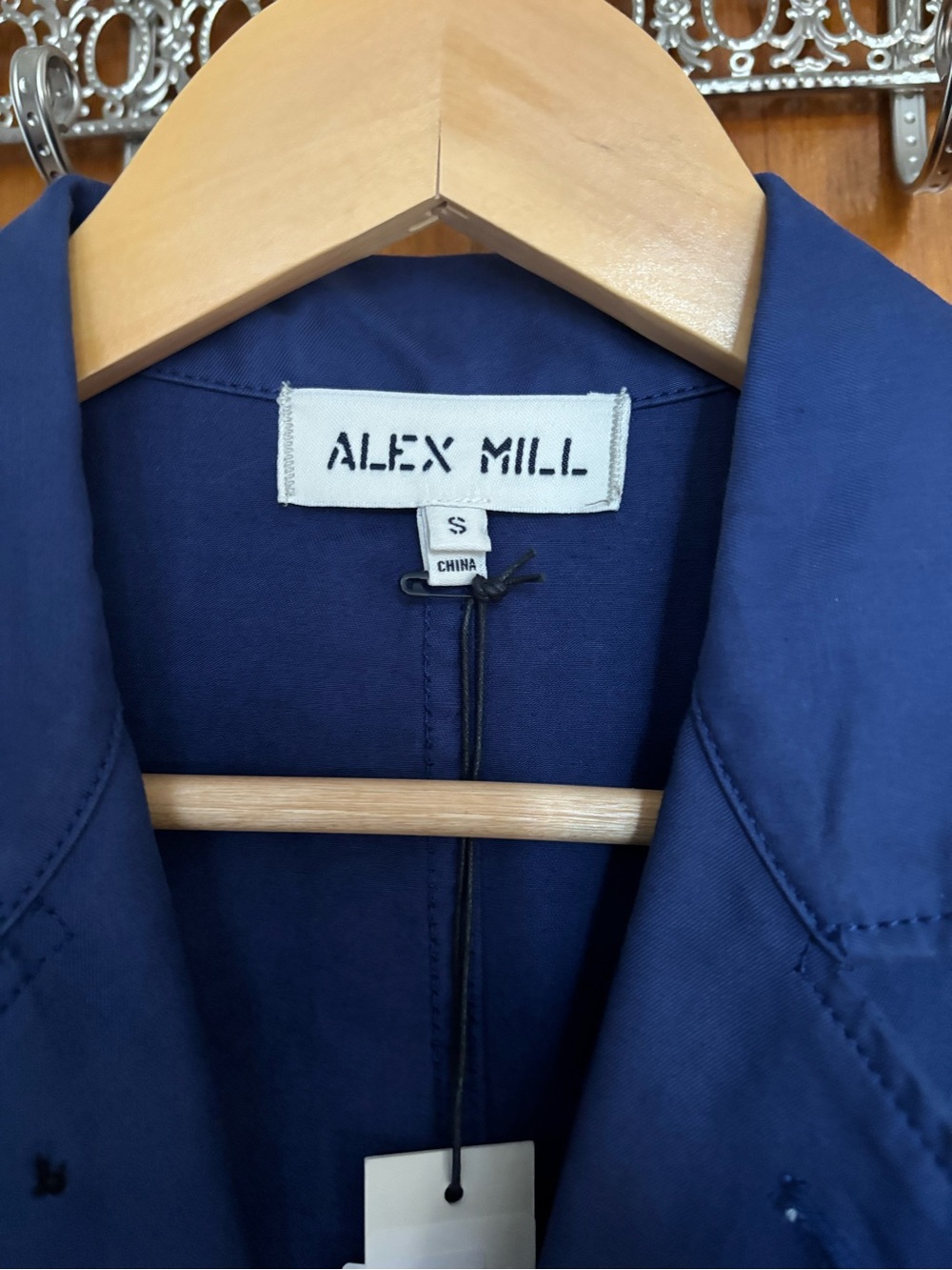 NWT Alex Mill Long Work Lab Chore Worker Utility Jacket Coat S Navy Blue - Picture 3 of 4